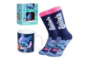 Disney Stitch Coffret Mug Cadeau Femme Ado, Tasse Rose et Chaussettes Chaudes, Cadeaux Originaux pour Elle (Marine)