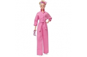 Barbie Le Film Poupée Mannequin Articulée en Combinaison-Pantalon Rose Bubble-Gum avec Lunettes De Soleil Et Foulard, Socle Inclus, À Collectionner, Jouet Enfant, A Partir De 3 Ans, HRF29