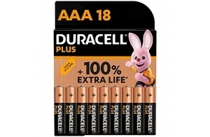 Piles AAA Duracell Plus (lot de 18) - Alcalines 1,5V -Jusqu’à 100% plus longtemps- Idéales pour les appareils du quotidien -Emballage 0% plastique- Conservation 10 ans - LR03 MN2400 [Amazon exclusive]