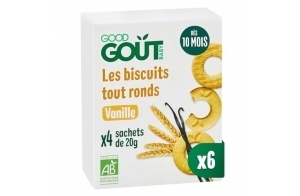 GOOD GOÛT - Les Biscuits Tout Ronds Vanille - Biscuits Bébé - Dès 10 Mois -Bio - Sans Huile De Palme - 4 Sachets - Lot de 6