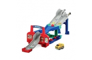 VTech - Tut Tut Bolides Série Pro, Multi Cascades Jump&Go 4 en 1 avec Voiture Jad Super Cascades, Circuit Voitures, 3 Zones Magiques, Cadeau Enfant de 2 Ans à 6 Ans - Contenu en Français