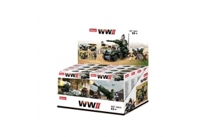 Sluban WW2 World War 2 Display M38-B0678 Armée Wii-Boîte de présentation Militaire 4 en 1 (8 pièces), Multicolore, Moyen