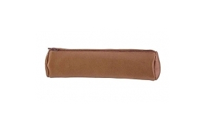 Oxford Trousse Scolaire Ronde 22x6cm à Fermeture Eclair Cuir Teinté Caramel Marron