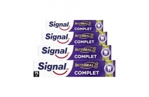 SIGNAL - Dentifrice Integral 8 Complet Effet Prébiotique - Protection Complète 3x plus efficace -96% d’ingrédients d’origine naturelle (lot de 4x75ml)