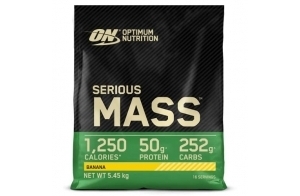 Optimum Nutrition Serious Mass Poudre de Protéine Gain de Masse Hautement Calorique avec 25 Vitamines et Minéraux, Créatine Monohydrate et Glutamine, Saveur Banane, 16 Portions, 5.45 kg