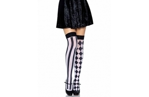 Leg Avenue - Harlequin Thigh Highs, Taille Unique (Noir Blanc)
