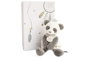 Doudou et Compagnie - Peluche Panda - 20 cm - Collection Attrape-Rêves - Peluche Douceur Poétique - avec Boite Cadeau - Idée Cadeau Naissance ou Anniversaire - Garantie Doudou Perdu - DC3540