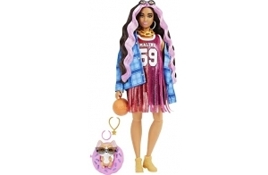 Barbie Extra Doll #13 in Basketball Jersey & Bike Shorts with Pet Corgi, 3 Year Olds & Up, Black