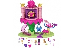 Polly Pocket Pollyville Coffret Le Monde Féerique des Princesses avec Mini-Figurines Polly et Une Amie, 15 Accessoires Surprises, Jouet pour Enfant, GYK43