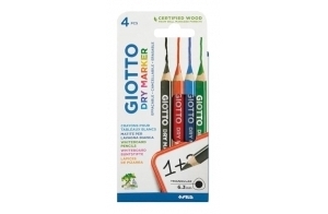 Giotto Dry Marker - Boîte de 4 crayons effaçables à sec pour ardoises et tableaux blancs