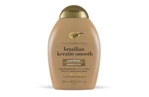 OGX - Shampoing Brazilian Keratin Therapy (385 ml) – Shampooing lissant à la kératine – Soin capillaire sans parabène et sans tensioactifs sulfatés