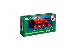 BRIO World - 33592 - Locomotive rouge puissante à piles - Train électrique son et lumière - Pour circuit de train en bois - Jouet mixte à partir de 3 ans