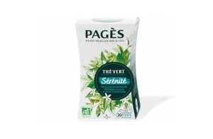 Pagès - Thé Vert BIO Sérénité - Feuilles d'Oranger, Rooibos, Saveur Fleur d'Oranger - Élimination - Boîte de 20 Sachets, 100% Végétal