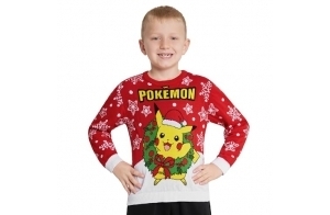 Pokémon Pull de Noel Garcon, Tricoté Sweat de Noel Enfant Mixte - Cadeau Garçon (Rouge, 7-8 Ans)