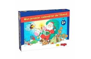 HABA - Premier Calendrier de l'Avent - 24 histoires + 24 Figurines en Bois à découvrir - Noël à la Ferme-2 Ans et Plus, 306359 - version française