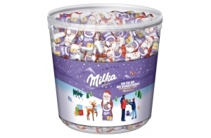 MILKA - Père Noël au Chocolat au Lait - Idée Cadeau Noël - Chocolat Enfant à Partager ou à Offrir - 1 Pot de 175 Mini Père Noël soit 1,54 kg