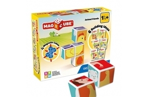 Geomag - MAGICUBE : Amis des Animaux - 4 Cubes Magnétiques pour 6 Constructions Différentes - Jeu de Construction Magnétique pour Enfants dès 18 Mois - Fabrication Suisse - Jouet Éducatif STEM