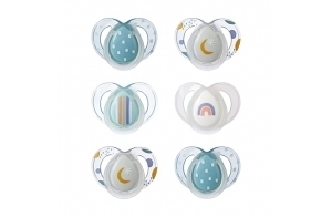 Tommee Tippee sucette de nuit, 6-18 mois, lot de 6 sucettes phosphorescentes avec capsule de stérilisation réutilisable