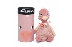 LES DEGLINGOS - Peluche petit Simply + boîte cadeau - Pomelos l'autruche - Dès la naissance - 22cm - rose