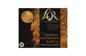 L'OR Professional, 50 Capsules de Café Espresso Subtil, Intensité 7, 100% Grains Arabica, Compatibles Nespresso®* Professionnel