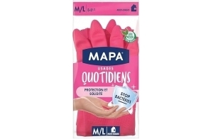 MAPA - Usages Quotidiens - 12 paires de Gants de Ménage en Latex intérieur Coton - Protection et Solidité - 12 paires - Taille S/M