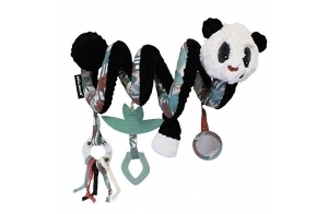 LES DEGLINGOS - Spirale d’activités Rototos le panda - jouet d’éveil pour bébé avec activités sonores et tactiles - 1 pièce - Noir&Blanc - 40cm déployé