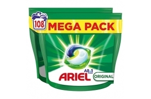 Ariel All-in-1 Pods, Lesive Capsules 108 Lavages, Original, Efficacité Exceptionnelle Contre Les Taches Dès Le 1er Lavage, Même A L'eau Froide