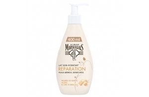 Le Petit Marseillais - Lait Soin Hydratant Réparation (flacon-pompe de 400 ml) – Lait corps pour peaux abîmées et desséchées – Lait corporel au beurre de karité, aloès et cire d'abeille