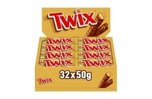 TWIX - Barres chocolat au lait, caramel et biscuits - Grand format contenant 32 sachets de 50g - 1,6kg