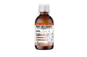 PURE COLLAGENE MARIN hydrolysé + Acide Hyaluronique + Sélénium + Vitamine E, Peau, Cheveux, Ongles, Os - Boisson 500 ml, Pêche Citron - Eric Favre