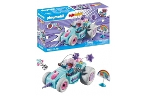 Playmobil 71635 Jeune Fille Licorne et Kart Funstars - Comprend Un Personnage, Un Kart avec Moteur rétractable Ainsi Que des Accessoires - Dès 4 Ans