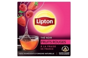 Lipton Thé Noir Fruits Rouges à la fraise de France 20 Sachets Pyramid®