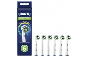 Oral-B Cross Action Lot de 6 têtes de brosse à dents électrique avec technologie CleanMaximiser, poils coudés pour un retrait plus profond de la plaque dentaire Blanc