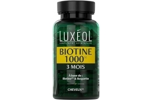 Luxéol – Biotine 1000 μg (1) – Favorise la Pousse des Cheveux (roquette)(2) – Made in France – Complément Alimentaire – 90 Gélules – 28,6 g