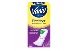 Vania - Protège-Slips Protection Large Parfum Aloe Vera (boîte de 36 pièces) – Protège-lingeries avec neutralisation des odeurs – Protection hygiénique longue durée et voile testé dermatologiquement