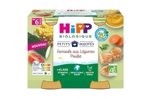 HiPP Biologique - Semoule aux Légumes Poulet 2 x 190 g