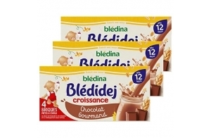 Blédina Blédidej - Céréales bébé Lactées Chocolat Gourmand - Dès 12 Mois - 12 briques de 250mL