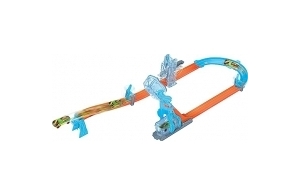 Hot Wheels Jeu De Construction Boîte Lancement Cascade Track Builder, Éléments De Piste Et Boîte Rangement Empilable Bleue, 1 Voiture Incluse, Jouet Enfant, A Partir De 4 Ans, HNJ67