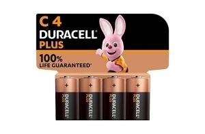 Duracell Plus Piles C (lot de 4) - Alcalines 1,5V - Durée de vie garantie à 100% - Idéales pour les appareils du quotidien - Emballage 0% plastique - Conservation 10 ans - MN1400