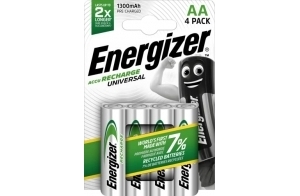 Energizer Piles Rechargeables AA, Recharge Universal, Lot de 4