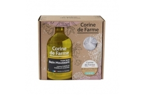 Corine de Farme - Coffret Bain Moussant Parfum Vanille - Bain Moussant Parfum Vanille 1L + 3en1 Solide 75g + 1 Fleur de douche - Fabriqué en France