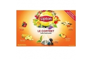 Lipton Coffret Découverte Assortiment de 5 Thés Noirs, Label Rainforest Alliance 50 Sachets