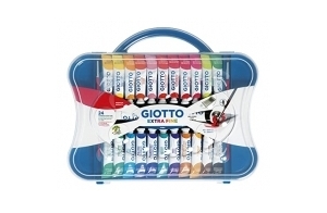 GIOTTO Extra Fine Paint - Boîte 24 tubes de gouache (22 x 12ml + 2 x 21ml) + 2 pinceaux