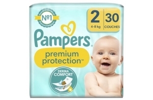 Pampers Pampers Lot de 30 couches de protection pour peaux sensibles Taille 2 4 à 8 kg