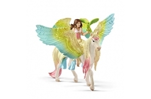 Schleich 70566 Fée Surah avec Un pégase Scintillant, dès 5 Ans, Bayala - Figurine, 15.2 x 16.1 x 18 cm