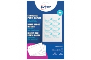 AVERY - 200 Cartes Blanches pour Badges 190 g/m² - Format 90 x 54 mm - Impression Laser et Jet d'Encre