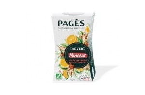 Pagès - Thé Vert BIO Minceur - Maté, Gingembre, Saveur Orange - Boîte de 20 Sachets, 100% Végétal