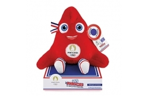 Doudou et Compagnie - Peluche Mascotte Officielle JO - Fabriquée En France - 30 cm - Jeux Olympiques Paris 2024 - Peluche Articulée Extra Douce - Forme Bonnet Phrygien - Cadeau Naissance - JO2405