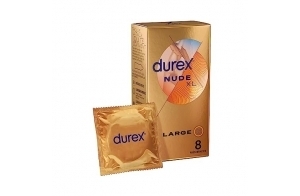 Durex NUDE XL - 8 Préservatifs Homme Fins et Extra Larges, Largeur nominale 60mm