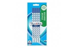 PAPER MATE Magic+ effaceur - pointe fine - bleu - lot de 4